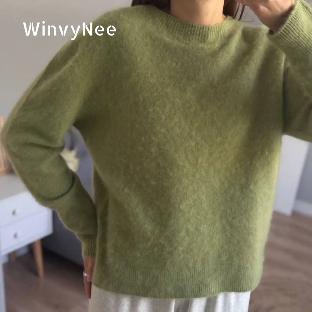Women's Cashmere O-Neck Knit Pullover Y2K Style