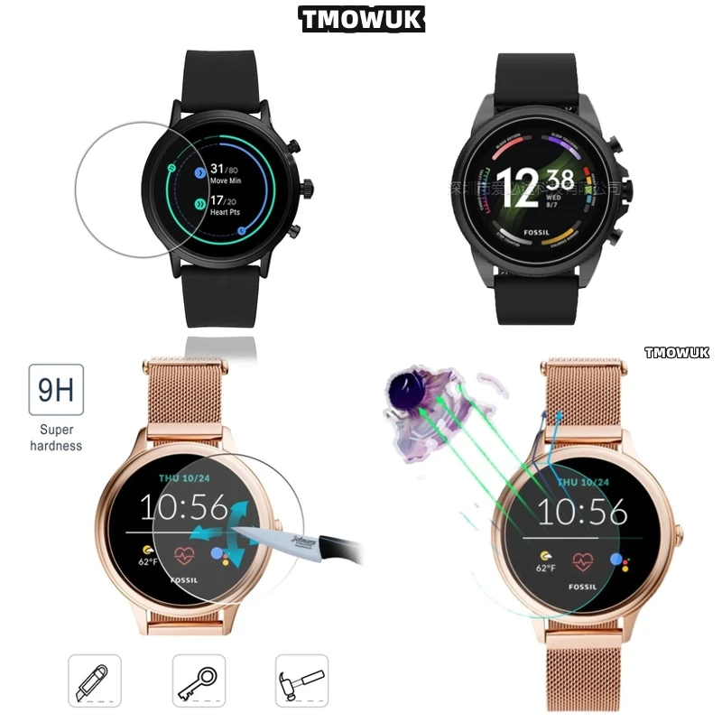 

For FOSSIL Gen 5 5E 6 42MM 44MM - Ultra-Thin 9H HD - Anti-Scratch Tempered Glass Screen Protector For Smartwatch