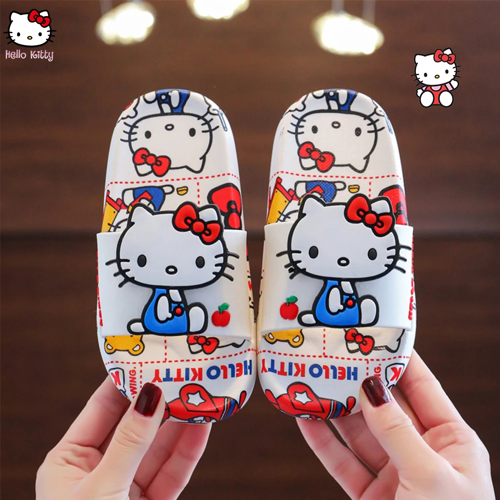 Children Slippers Sanrios Kawaii Anime Cartoon Kuromi Hello Kitty Cinnamoroll Summer Soft Bottom Indoor Non-Slip Slippers Gift