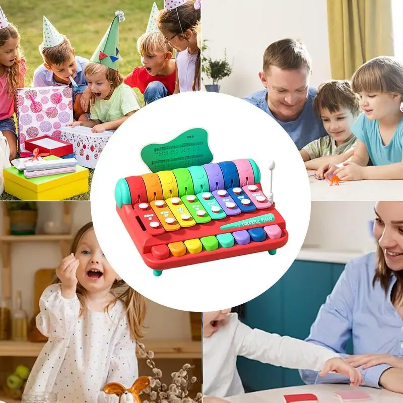 Toy Piano Portable Interactive Knocking Toy Colorful Musical Instruments Early Learning Educational Piano Keyboard For Birthday