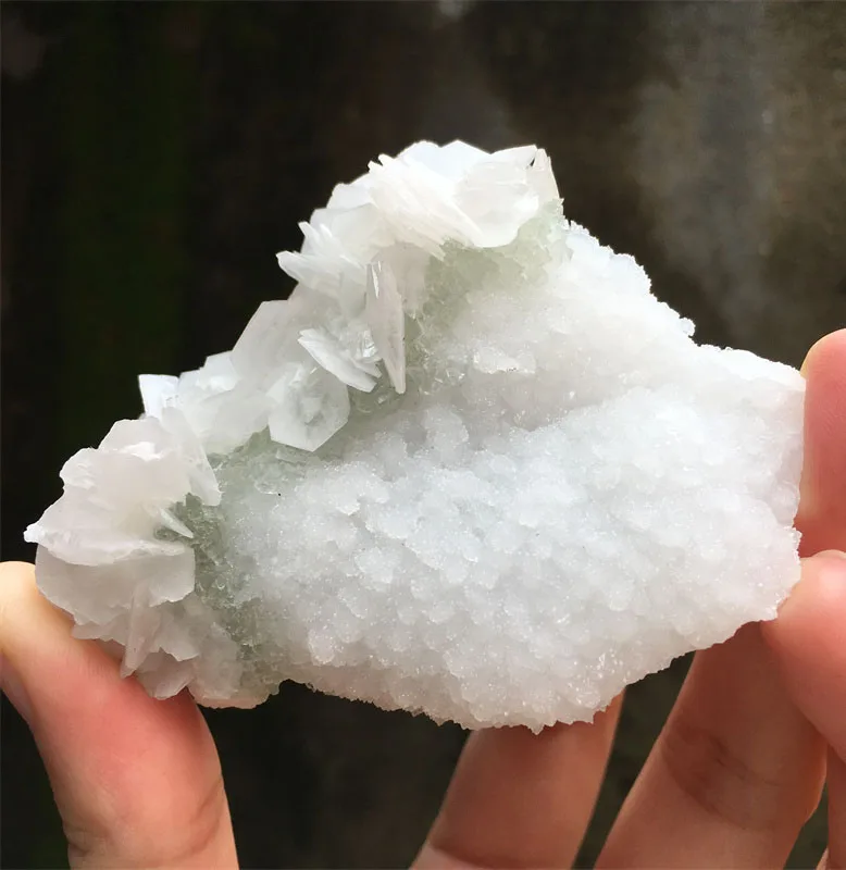 103g Natural Flake Petal Calcite (Fluorescence ) With Green Fluorite And Crystal Quartz Symbiosis Mineral Specimen Home Decor
