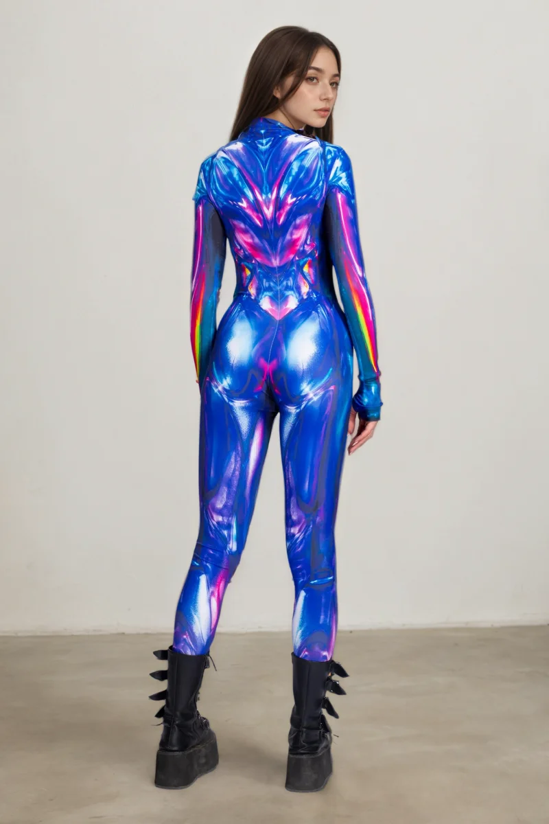 Mehrfarbiger mechanischer Roboter-Jumpsuit, Halloween-Cosplay-Bodysuit, Kostüm für Partys, Bühnenauftritte, Catsuit, Aerial-Yoga-Anzug, Zentai – Detail 15