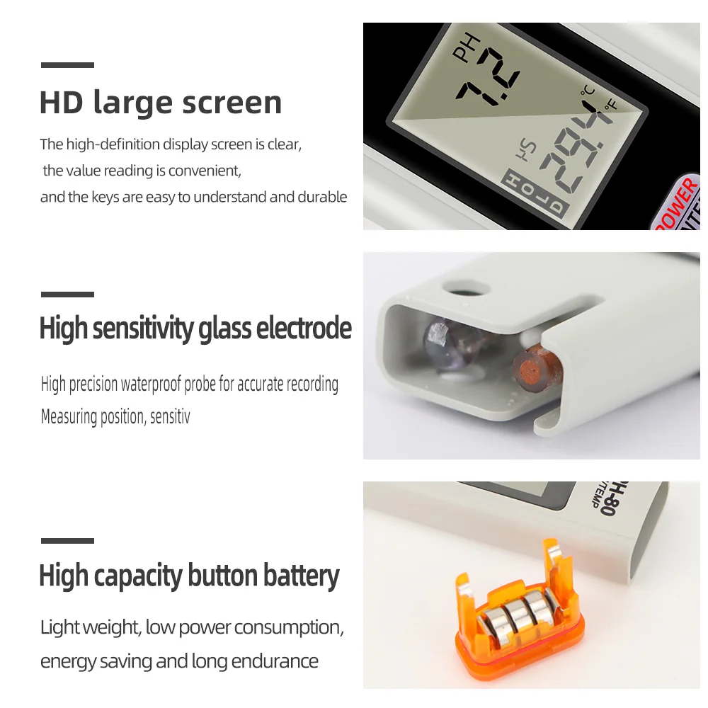 HM Digital PH-80 pH /Temp HydroTester with One-touch automatic digital calibration and Datahold