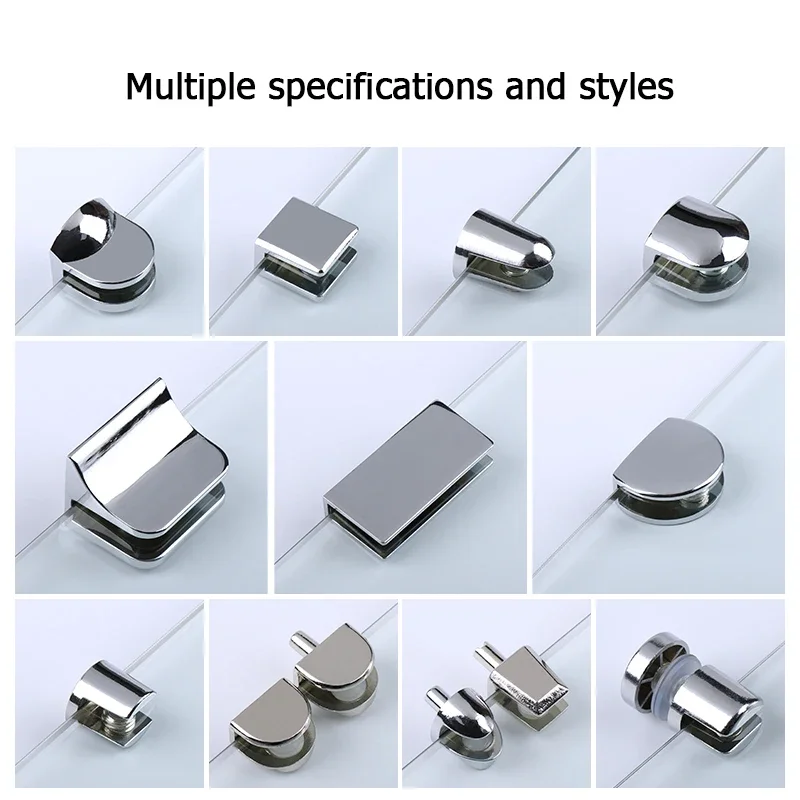 Zinc alloy adjustable glass bracket Furniture glass fixing clip Flat back installation Heavy duty household hardware accessories