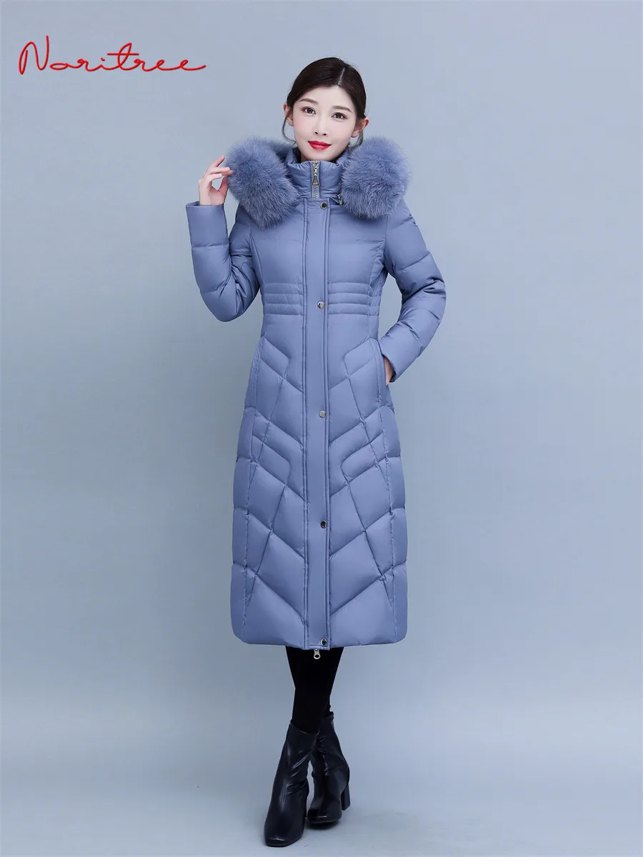 110cm Super Longer S-4XL Big Real Fox Fur Hooded Down Coats women 2022 winter Thicker Warm was thin thicker warm Parkas WY1059