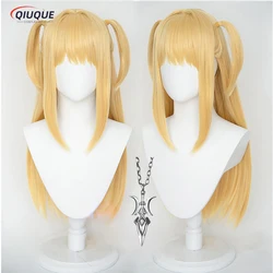 Misa Amane Cosplay Wig MisaMisa Cosplay Women 70cm Long Golden Heat Resistant Synthetic Hair Anime Wigs + Wig Cap
