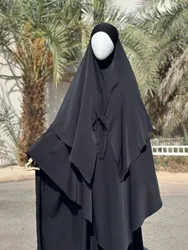 Muslim Women Double Layered Hijab Islamic Dubai Hijabs Scarves Turban Arab Ladies Headdress Ramadan Praying Long Headscarf
