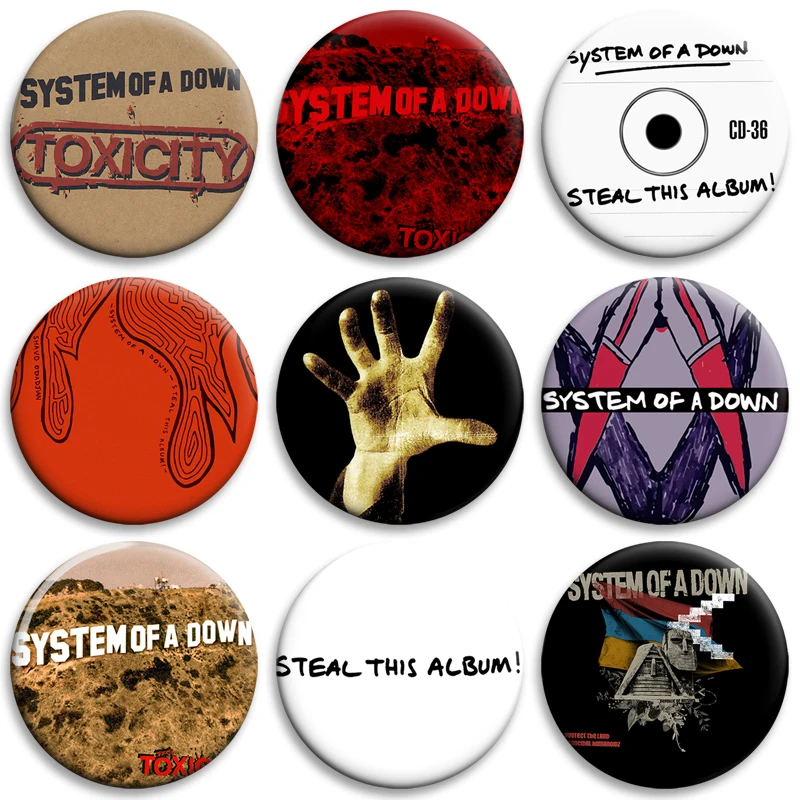 50/58MM Soad System of A Down Soft Button Pin Creative Badge Cartoon Brooch Enamel Pins for Clothes Backpack Hat Decoration Gift
