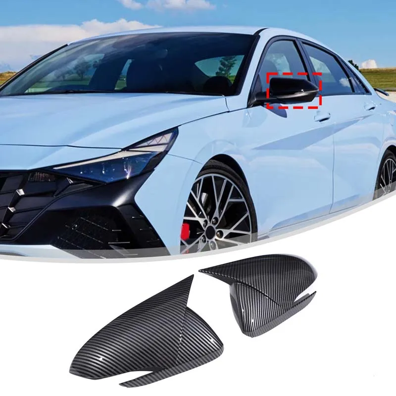 

For Modern i30 2018-2021 Car Exterior Rearview Mirror Decorative Cover ABS Carbon Fiber/Black Automotive Exterior Accessories