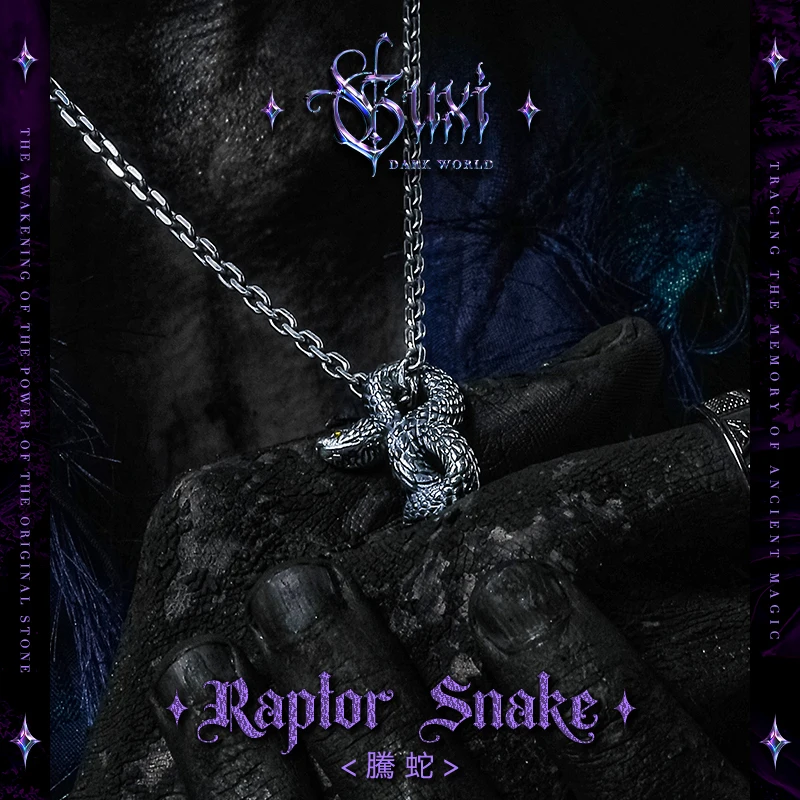 Trendy dark style 925 silver snake necklace classy niche styleaccessible luxuryretro pendant gift for boyfriend