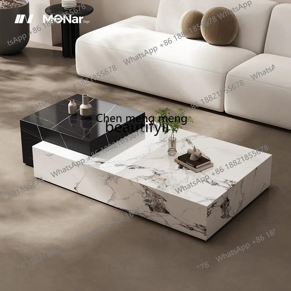 32 Italian minimalist rock slab coffee table high-end living room household rectangular combination coffee table