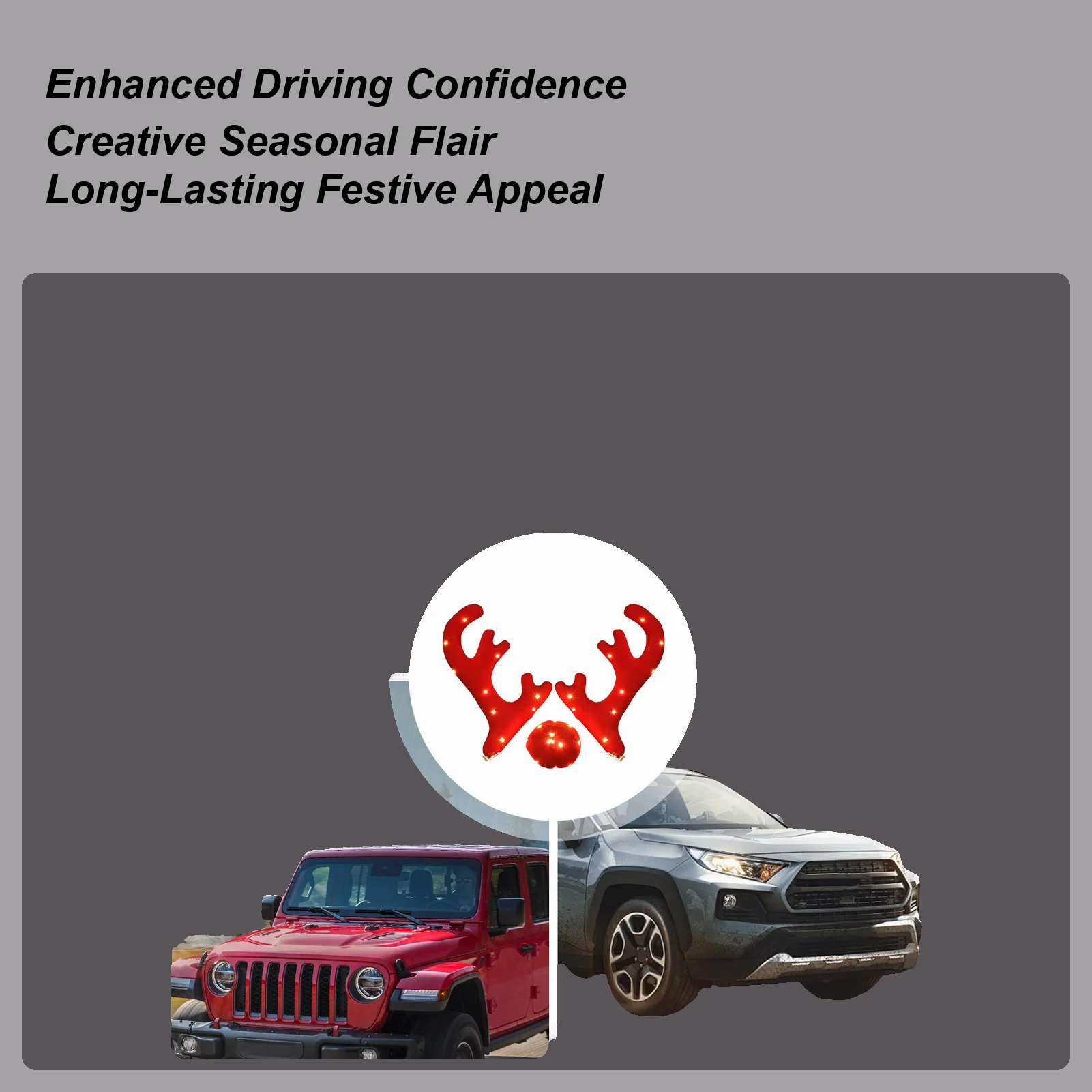 Car Antlers Cute Christmas Decor Light Up Antler Set Roofs Tops Reindeer Decoration For Van SUV Shopping Mall Window Vehicle