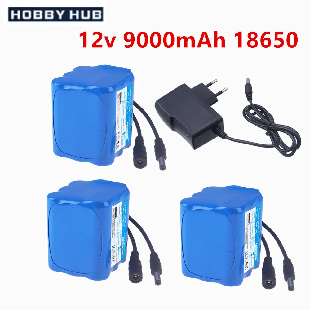 Batería de litio de 12V, 9000mAh, 18650, 12,6 V, 9AH, adecuada para equipos eléctricos, juguetes, luces LED, batería de iones de litio 3s3p