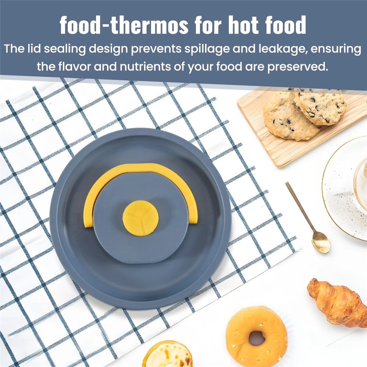 X11AA حاوية غداء دافئة للطعام، حاوية غداء حرارية من الفولاذ المقاوم للصدأ، حاوية طعام حرارية محمولة بينتو، أزرق أ #2