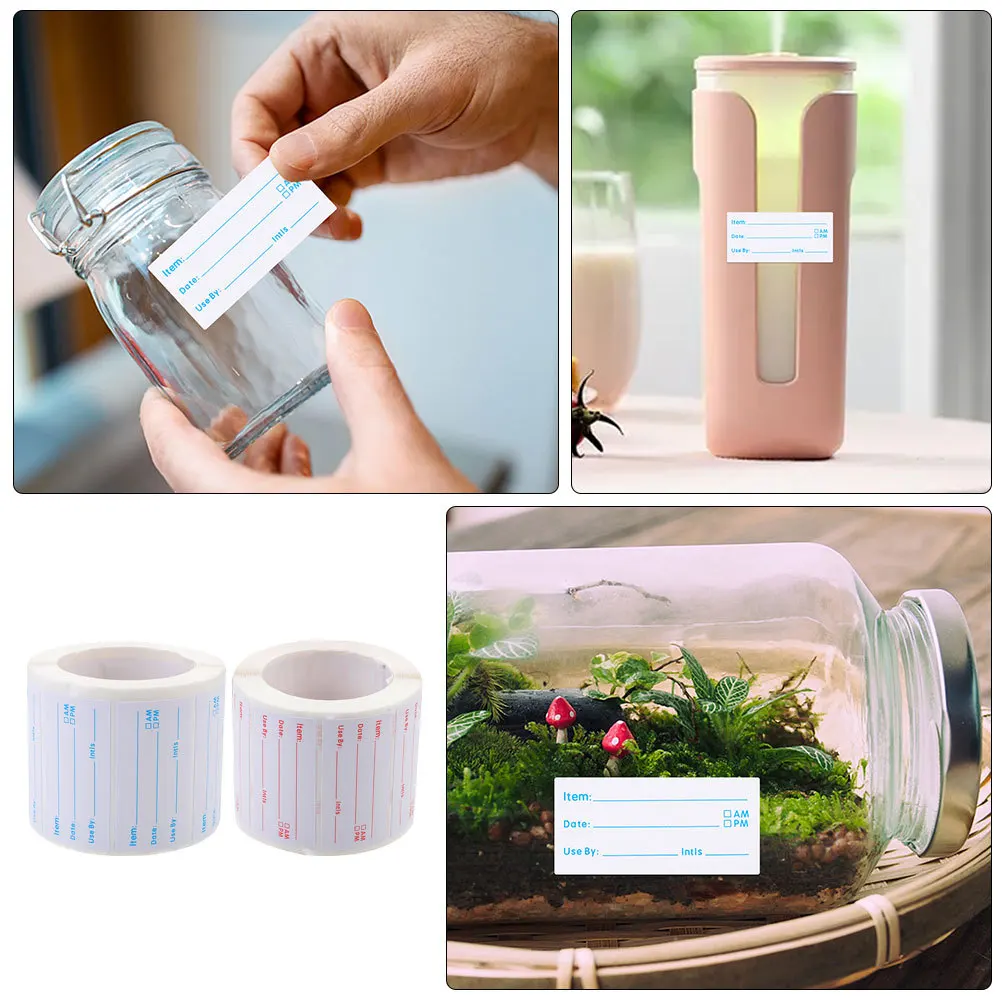 2 Rolls Rotating Food Label Stickers Writable Removable for Freezer and Reusable Containers Food Labels