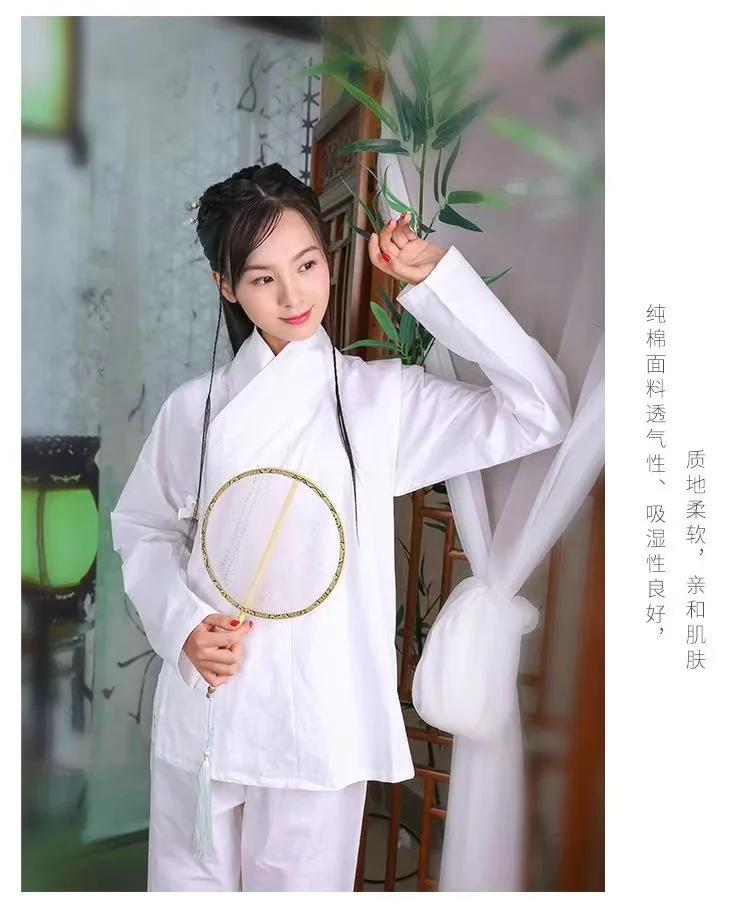 Hanfu Innerlijke Kleding Traditionele Chinese Mannen Vrouwen Effen Kleur Lingerie Klassieke Vintage Basis Wit Ondergoed Tops Broek Kostuum