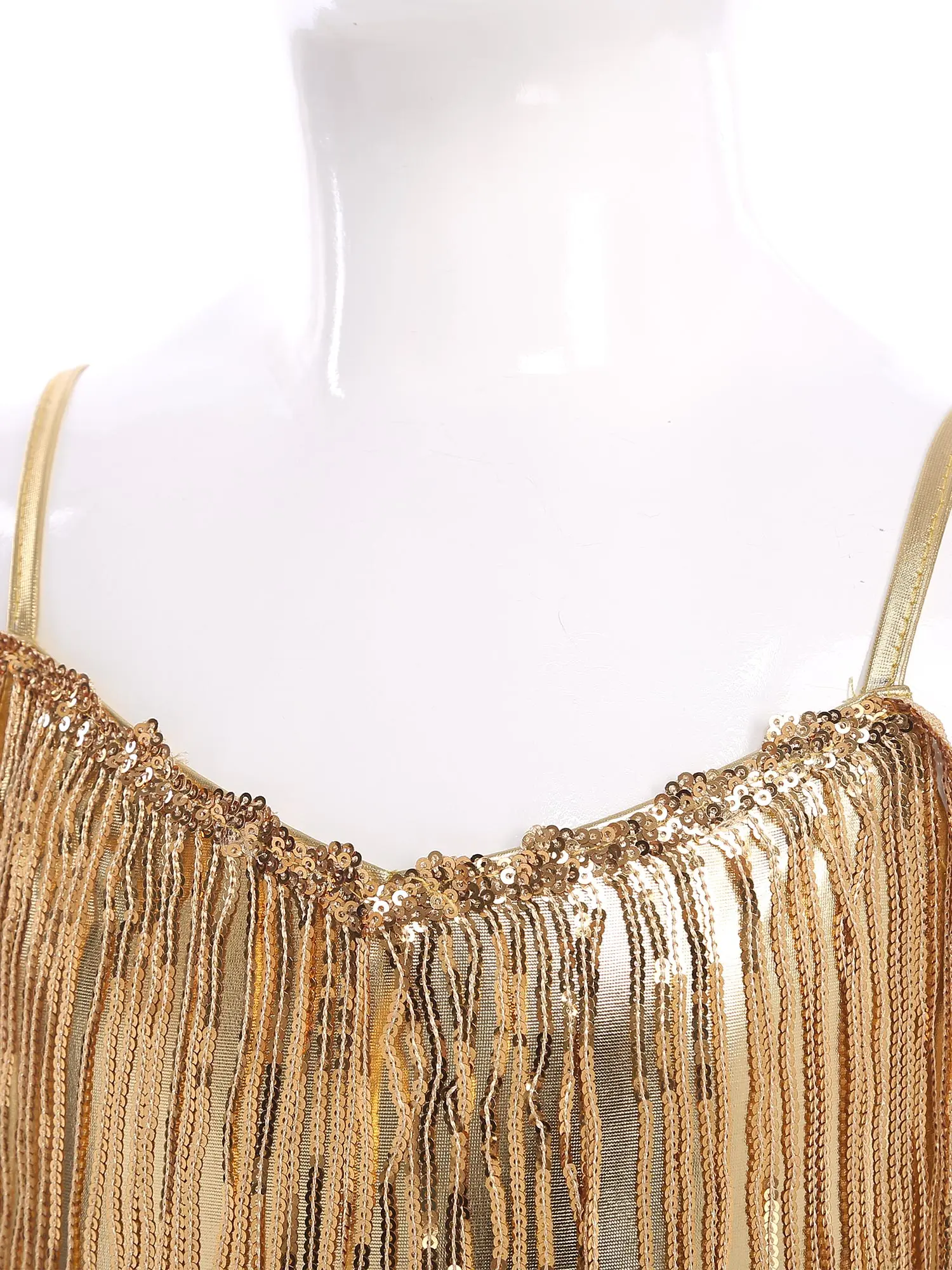 أطفال بنات موضة السباغيتي حزام بلا أكمام سباركلي الترتر شرابات تسلق عالية الخصر متوهج بذلة قاعة الرقص