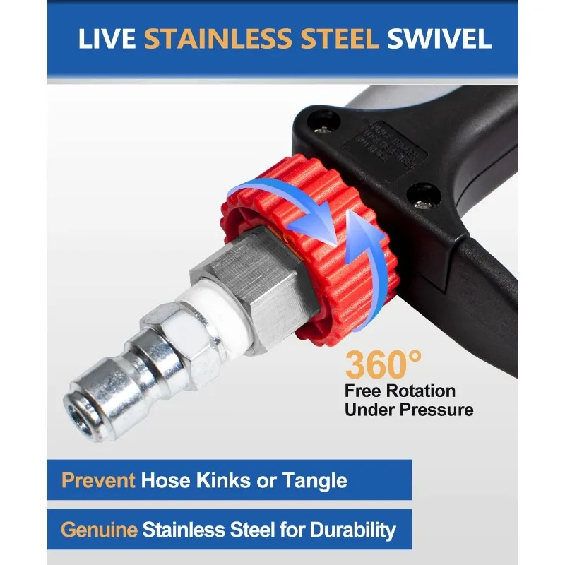 Imagem -03 - Arma Curta Lavadora de Pressão Inoxidável Giratório e qc 304 Aço Inoxidável in Plug in Quick Connect Grau Comercial