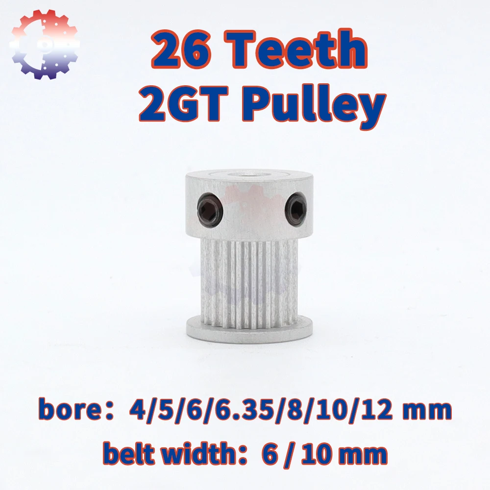 

26Teeth 2GT Timing Pulley Bore 4/5/6/6.35/8~12mm for Belt Width 6/10mm Synchronous Wheel 26T 26 Teeth 2M Pulleys GT2 Belt Pulley