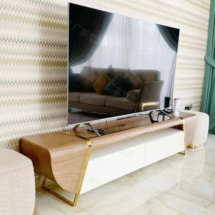 

Factory direct sales modern minimalist style glass countertop villa TV cabinet