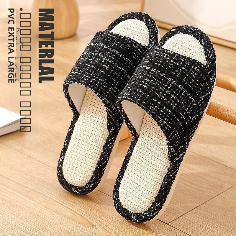 جديد Sle اليابانية الكتان صغيرة Fraance الرياح النعال داخلي ضوضاء المضادة للانزلاق القطن الكتان النعال للأزواج الربيع Au...