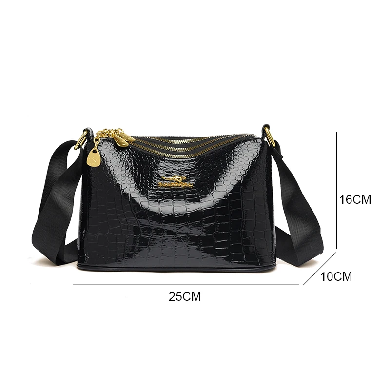 3 Layers Women Handbag Purses Luxury Designer Patent Leather Shoulder Messenger Crossbody Bags for Female Vintage Sac A Main New