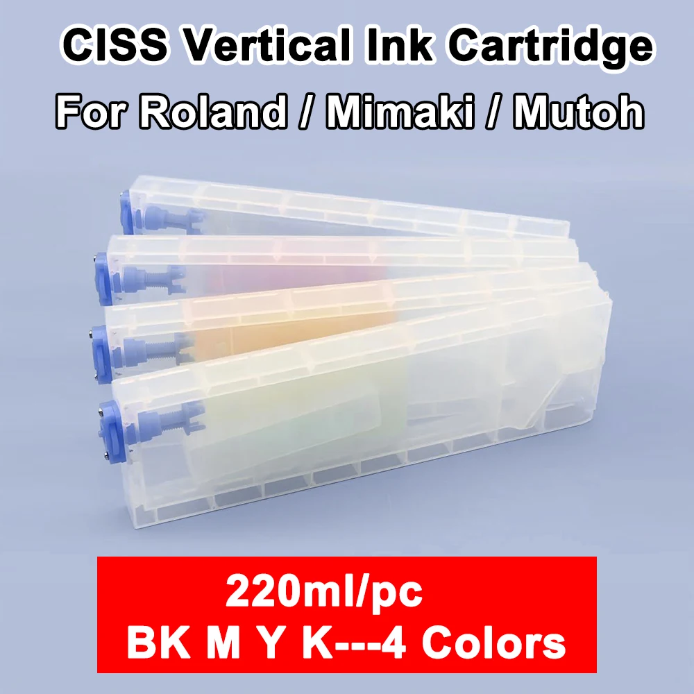 

220ml 4PCS CISS Vertical Ink CartridgeFor Roland Mimaki Mutoh Printer Continous Ink Supply System ink Cartridges for ROLAND RA