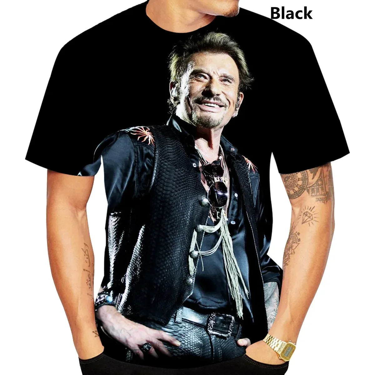 Hot Summer New Fashion Rock Star Johnny Hallyday 3d Printing T Shirt Men Women Street Style T-shirt