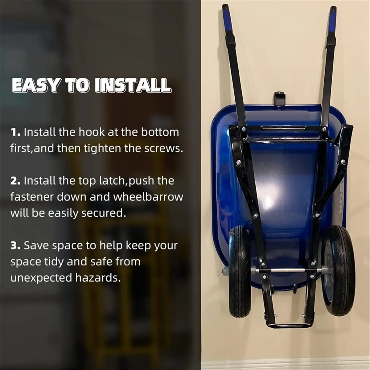 HITL Wheelbarrow Storage Bracket - 90 Lbs Capacity, Heavy Duty Storage Hook for Most Wheelbarrows Designs