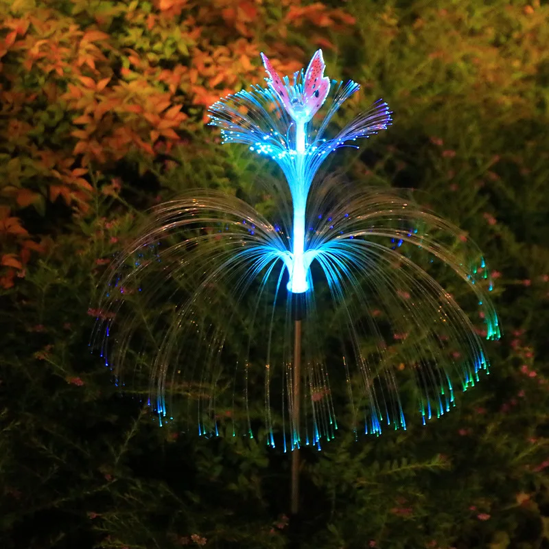 Solar-Powered Double-Layer Butterfly Lights  Jellyfish Lights 2-Layer 7 Colors Outdoor Garden Festival Decor Lawn Decoration