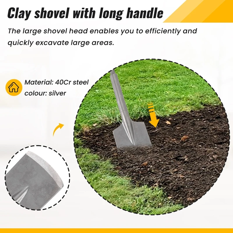 Clay Spade,19.6x4.3 Inch SDS-Max Shank,40Cr Steel Jackhammer Bit Trenching and Digging Shovel Bit for Gravel,Freeze Soil-A56M