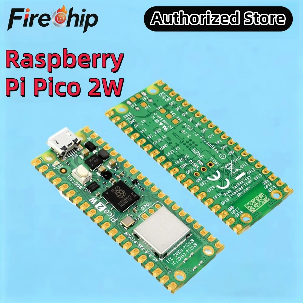 FireChip Raspberry Pi Pico 2 W Microcontroller Board, Based on Official RP2350 Chip, 2.4GHz 802.11n WIFI and Bluetooth 5.2