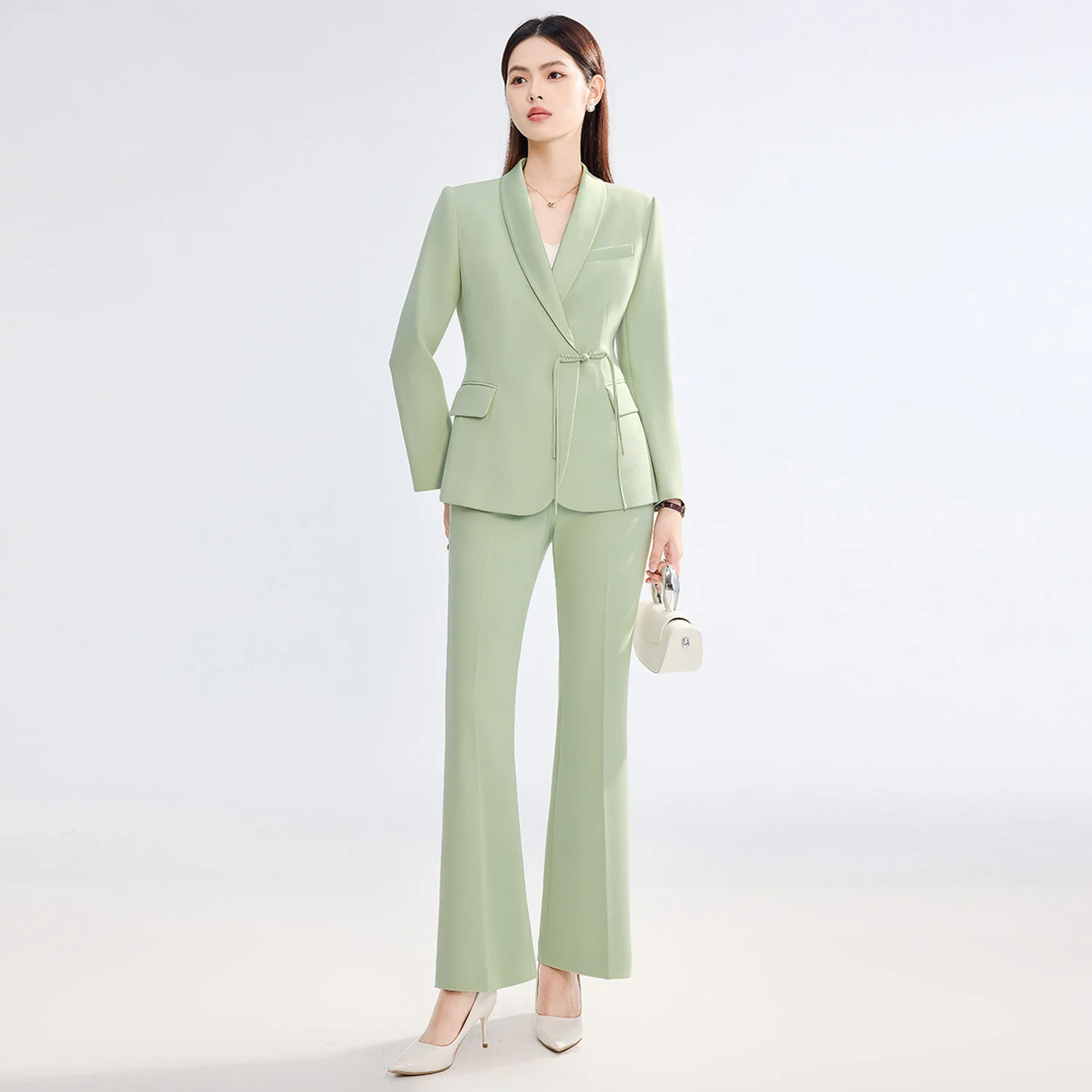 

Allingentle Women's Suit 2 Piece Set Elegant Flared Trousers Pantsuit Set for Party Office Work Outfits Customize