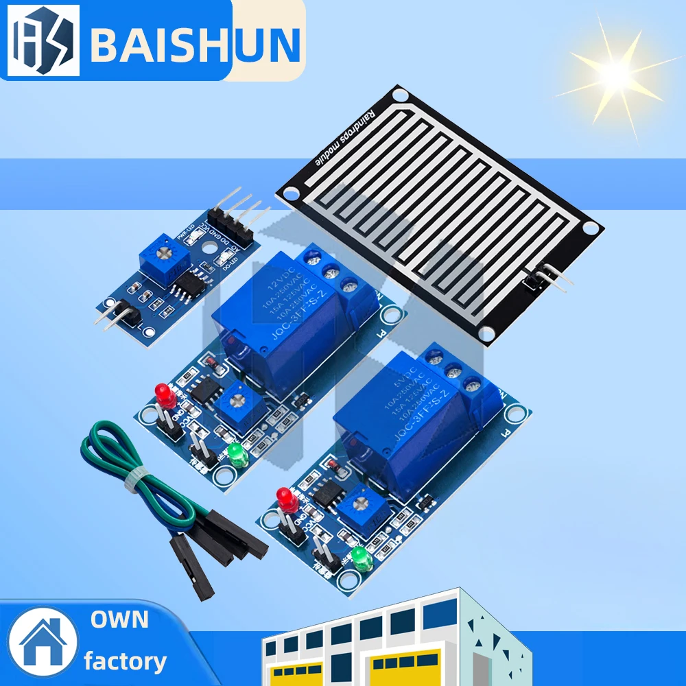 Modulo sensore di rilevamento gocce di pioggia/livello d'acqua ad alta sensibilità 1PC - con kit scheda di controllo relè 5V/12V