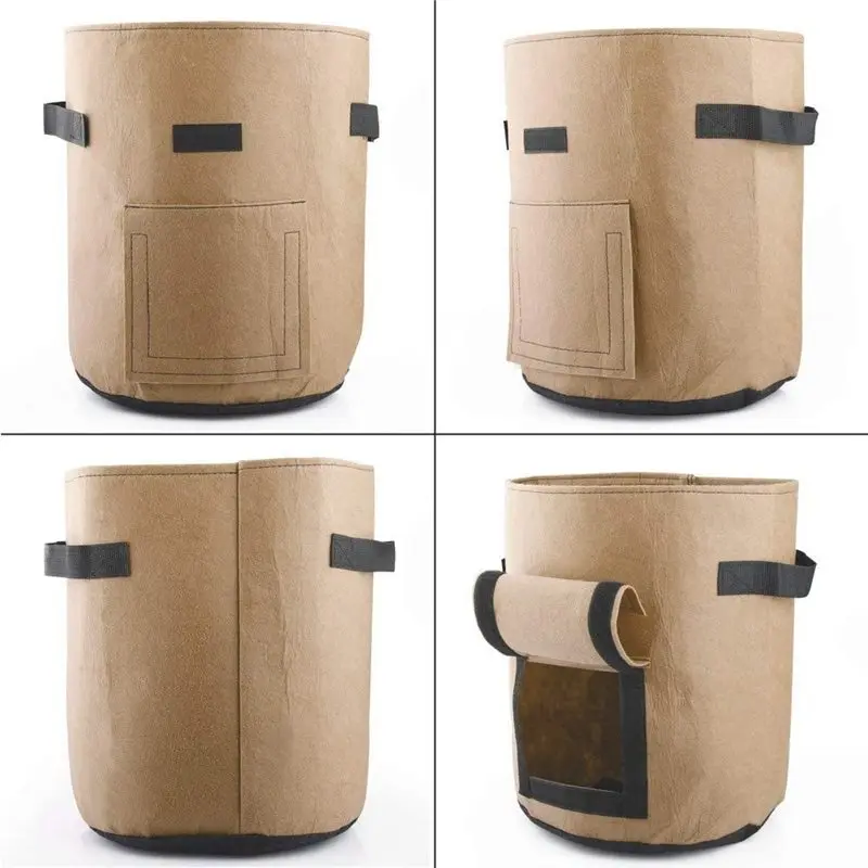 A25F-5Pcs Planter Bags Easy To Open Access Flap Cloth Pots For Carrot Onion Vegetables
