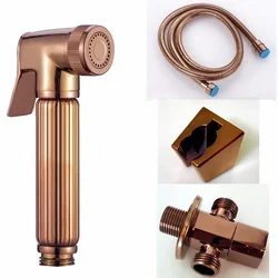 Glanzend Roségoud Handspuit Bidet Sproeier Messing Douche Kit Wc Bidet Shattaf Koperen Klep Jet Set Sproeier Kop