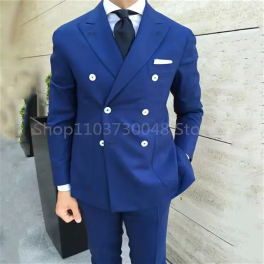 

Men 2 Piece Wedding Suits Groom Tuxedos Slim Fit Business Suits Peak Lapel Jacket Costume Homme (Blazer+Pants)