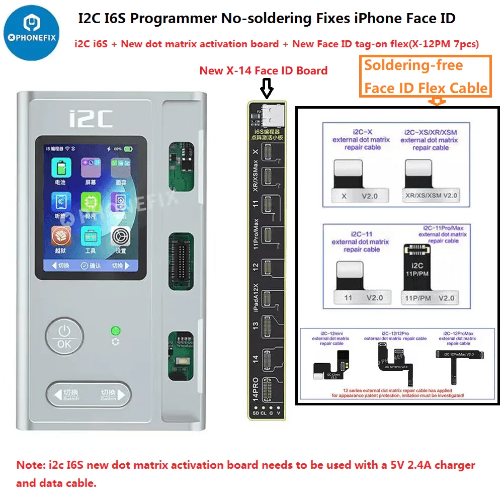 

i2C i6S MC15 Программатор для ремонта матрицы, не удаляемый, не пайка, гибкий кабель Face ID для iPhone X-14 Pro Max, чтение и письмо