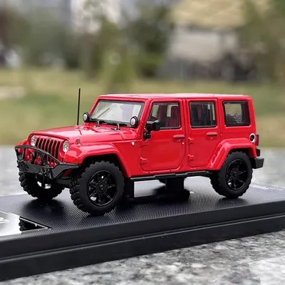 Time Micro 1/64 Scale Wrangler Rubicon Red DieCast Model Car Collection Limited Edition Hobby Toy Car