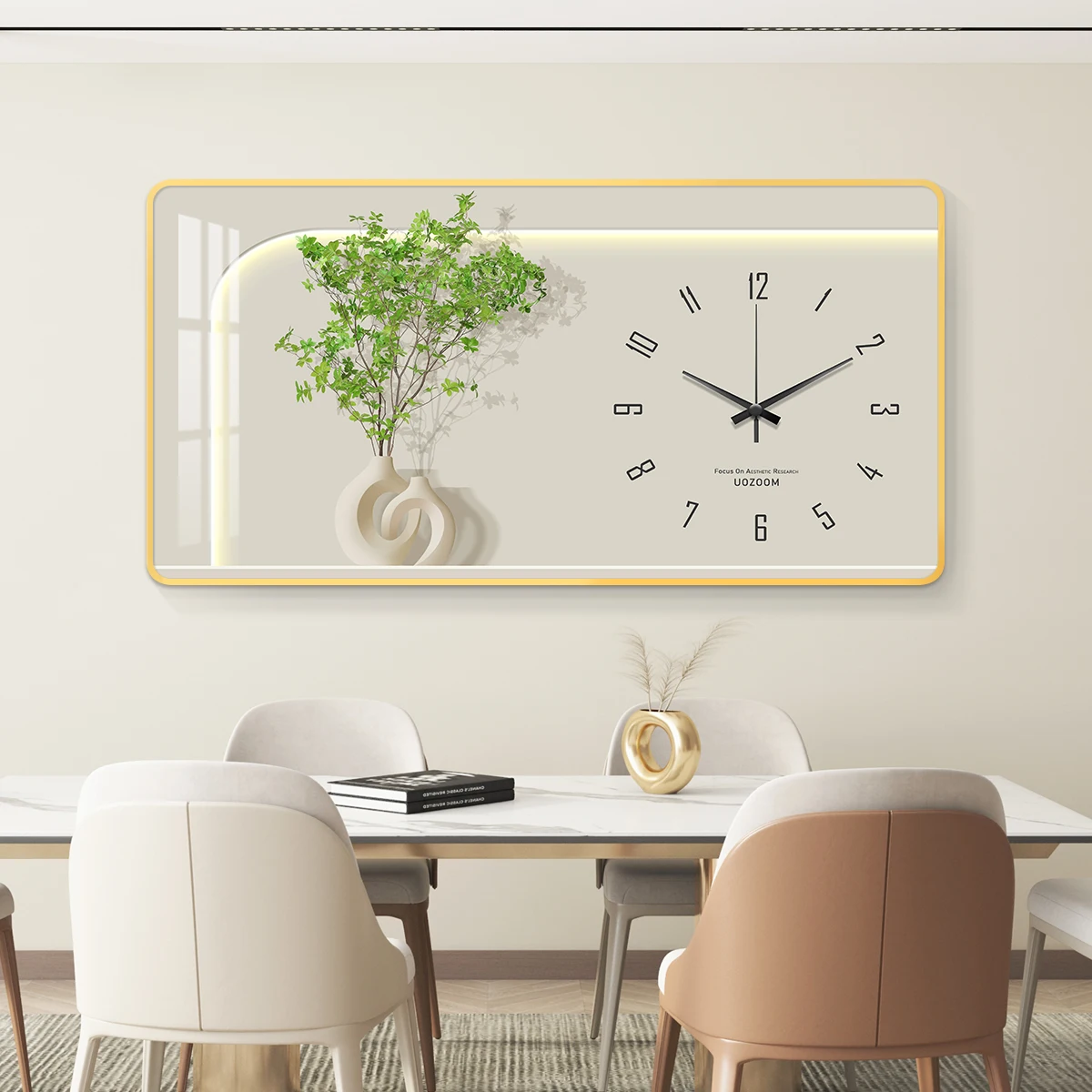 xx-Dining Room Decorative Painting High Sense Mural Living Room Clock Wall Clock Table Background Wall Hanging Painting*