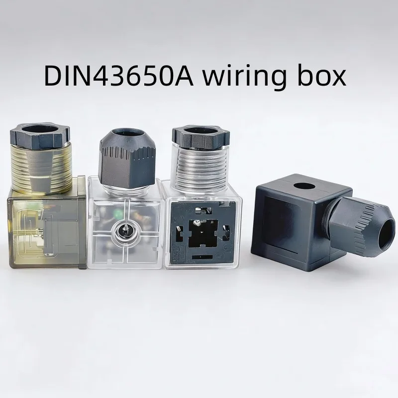 DIN43650A Hydraulic Electromagnetic Pulse Valve Coil Junction Box Plug Pneumatic Terminal With Lighted LED DC AC Bode  Hirschman