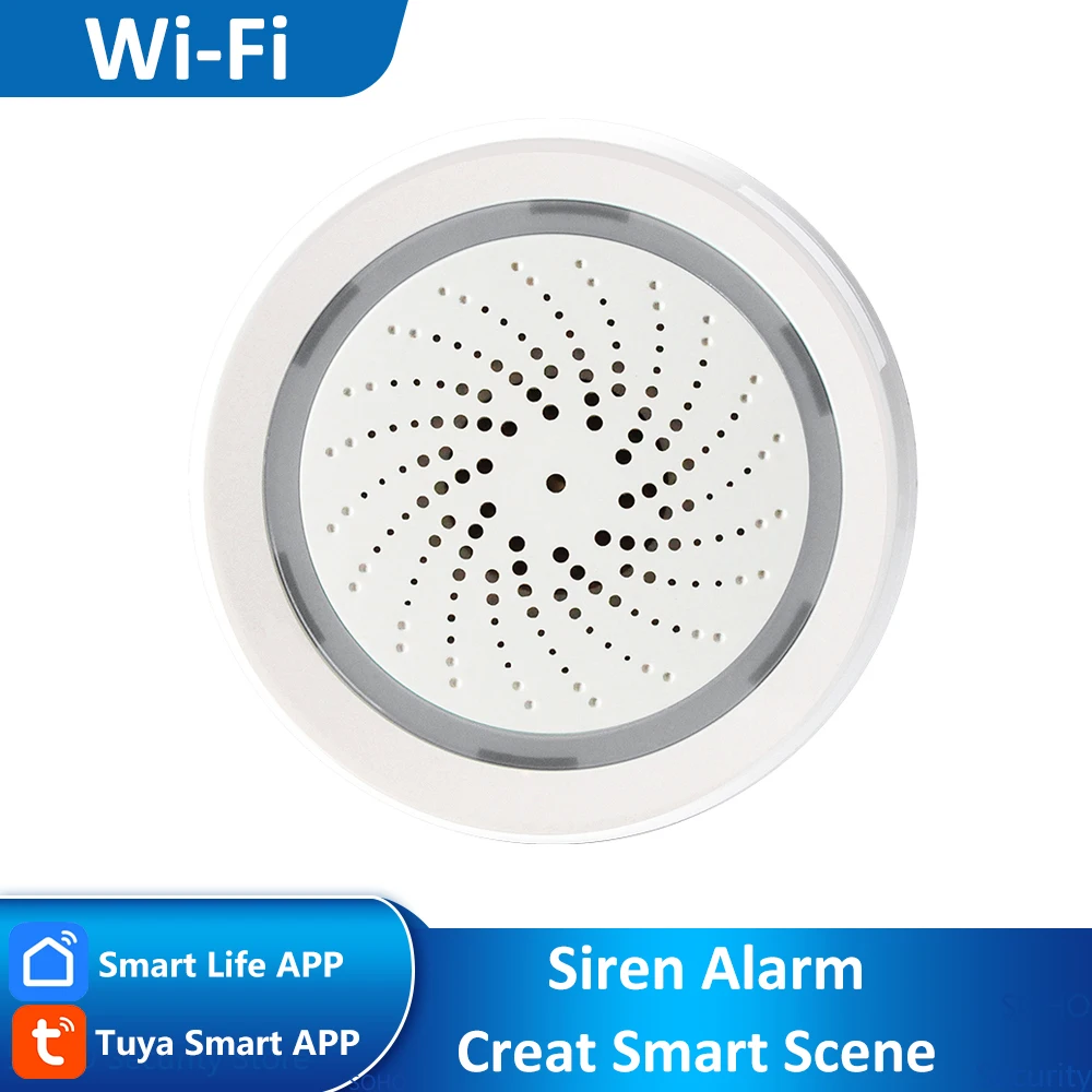 

Smart Tuya WiFi Siren Alarm Strobe Light Alert Temperature Humidity Sensor Compatiable With Alexa Echo Google Home Assistant