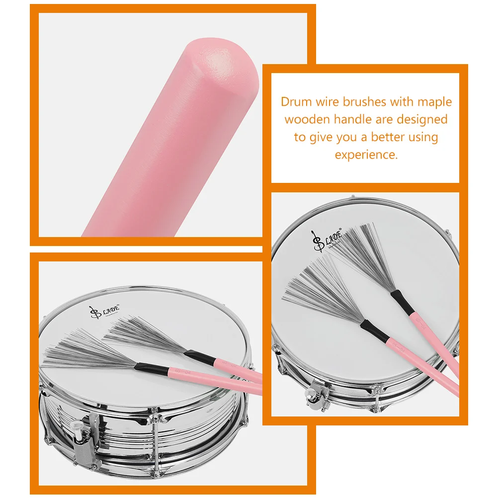 

Metal Wire Drum Brush for Percussion Instrument Maple H Beginner Kids Adults Students Portable Drum Brushes Lightweight