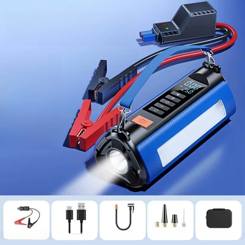 

Портативное пусковое устройство для автомобиля 12000 мАч и воздушный компрессор 12В, аварийный пусковой бустер, повербанк, сигнальная лампа, компрессор для накачки шин