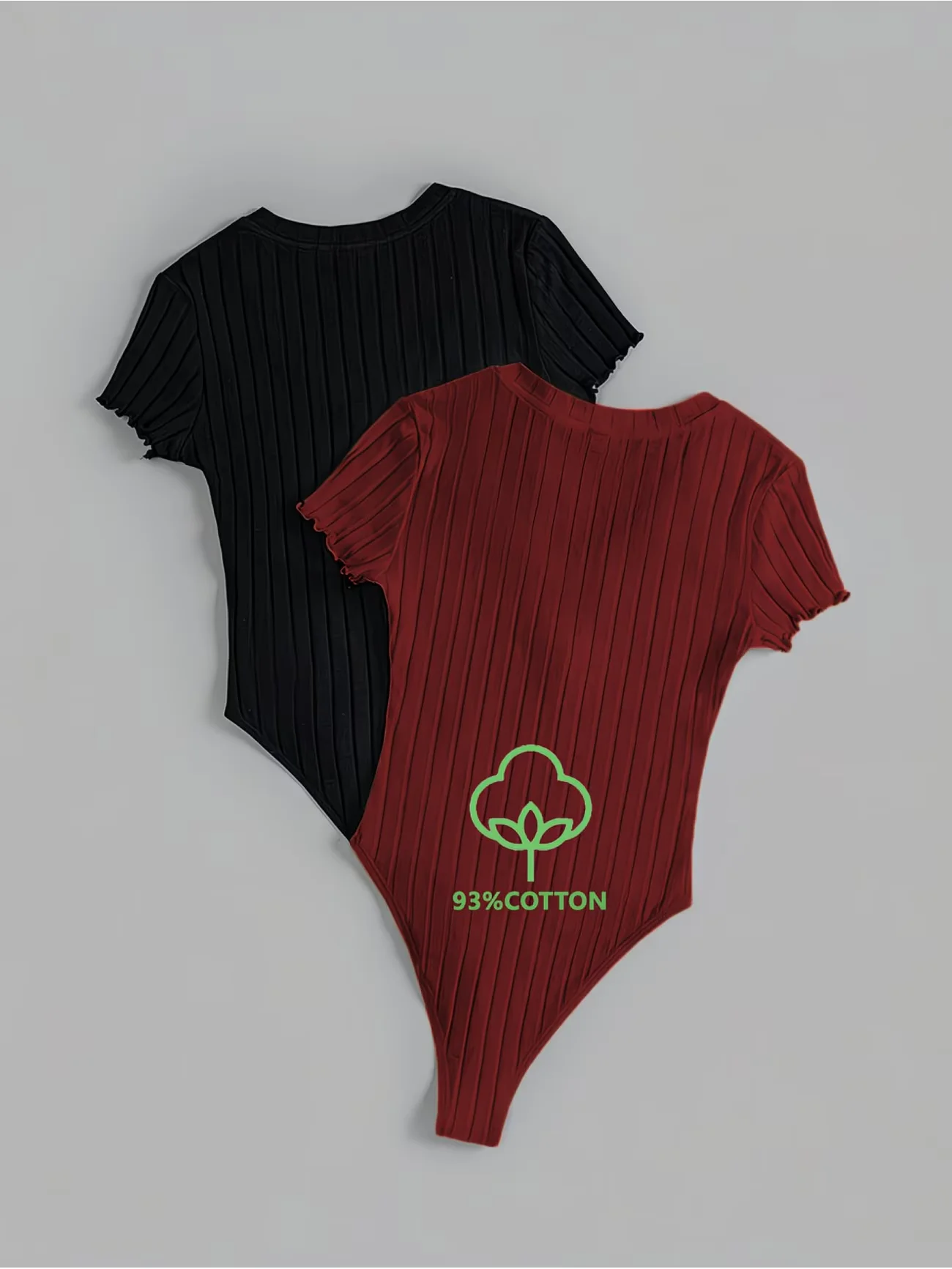 Elegant Comfortable V-Neck Ribbed Bodysuits for Women  Two Pack Soft Stretchy Top Bottom Matching Sets