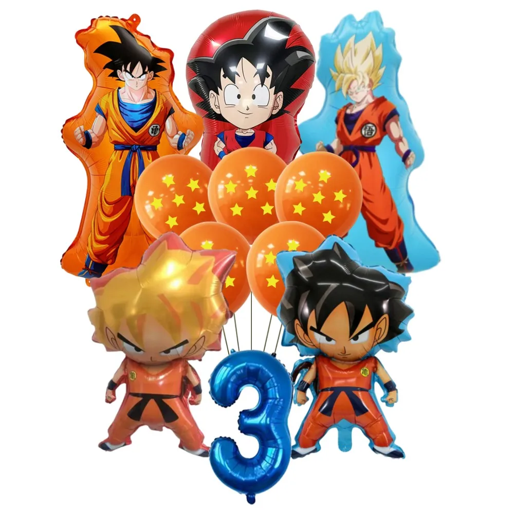 11 قطعة لعبة دراغون بول الروبوت العائمة بالونات الهواء مجموعة الكرتون حفلة عيد ميلاد لوازم الديكور استحمام الطفل تسليم هدية لعبة DIY بها بنفسك