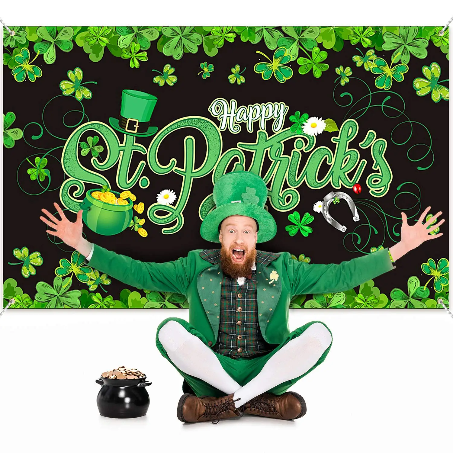 Photography Background Saint Patricks Day Green Leaf Kid Birthday Party Cake Smash Portrait Decor Backdrop Photo Studio Props