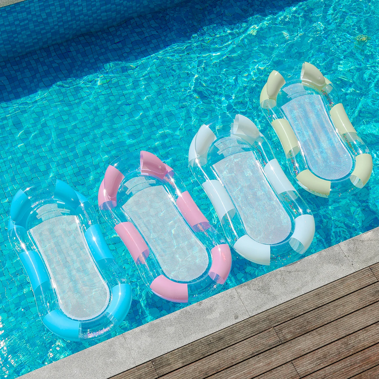 Inflatable Pool Floats Lounger for Adult, Mesh Pool Hammock Mat with Headrest Floaties Rafts Water Lounge for Swimming Party