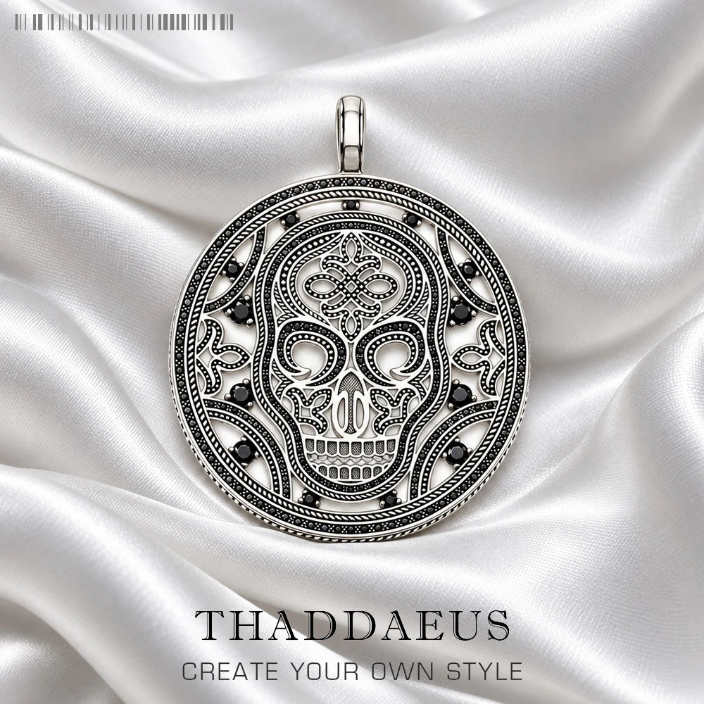 Totenkopf-Masken-Anhänger, Frühling, edler Schmuck, Rebel Street-Zubehör, 925er Sterlingsilber, Vintage-Geschenk für Damen und Herren