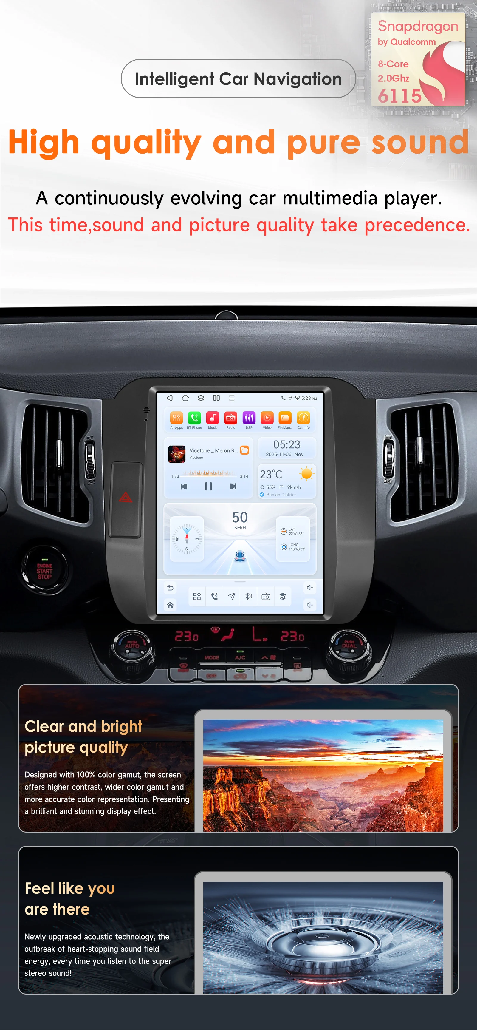 For 9.7 Style Qualcomm 8-Core Screen CarPlay Android Auto Car Radio For KIA Sportage 3 2010-2016 GPS Player Head Unit WIFI AI BT
